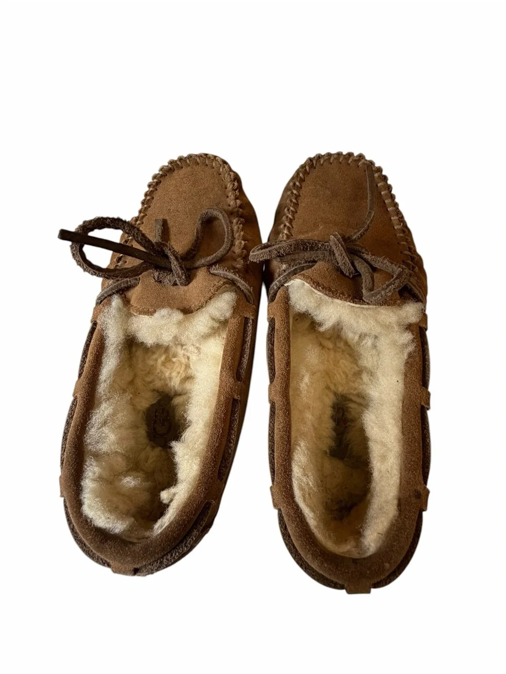 UGG Chestnut Suede Shearling-Lined Kids Moccasins